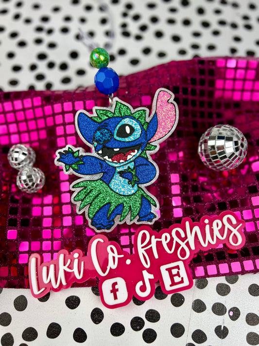 Stitch In Grass Skirt Car Freshie