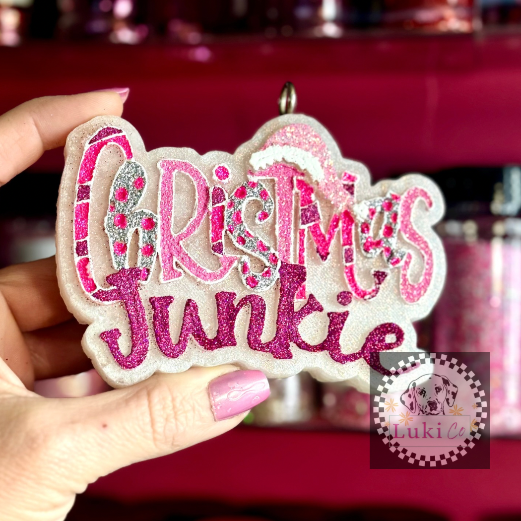 Chriatmas Junkie in Pinks Car Freshie