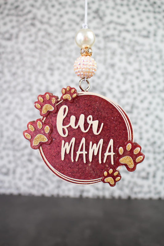 Burgundy & Gold Fur Mama Car Freshie