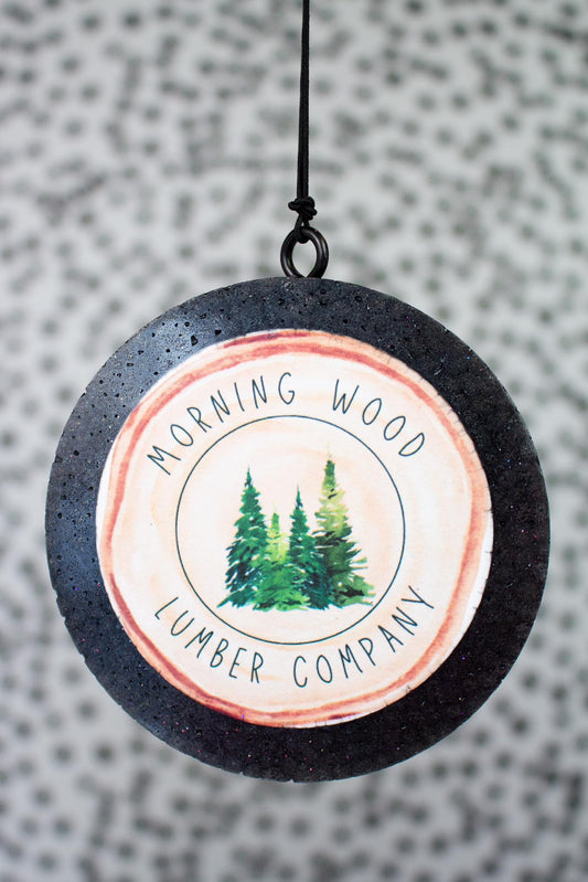 Morning Wood Lumber (Black) Circle Car Freshie