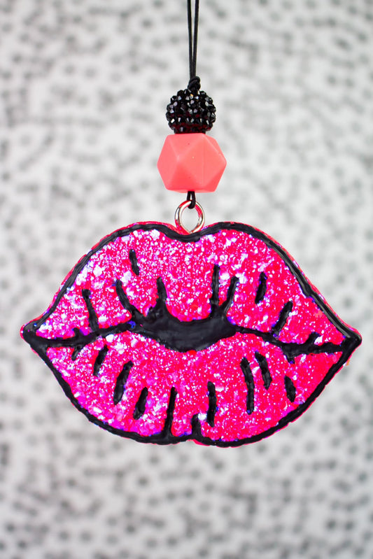 Hot Pink Glitter Lips  Car Freshie