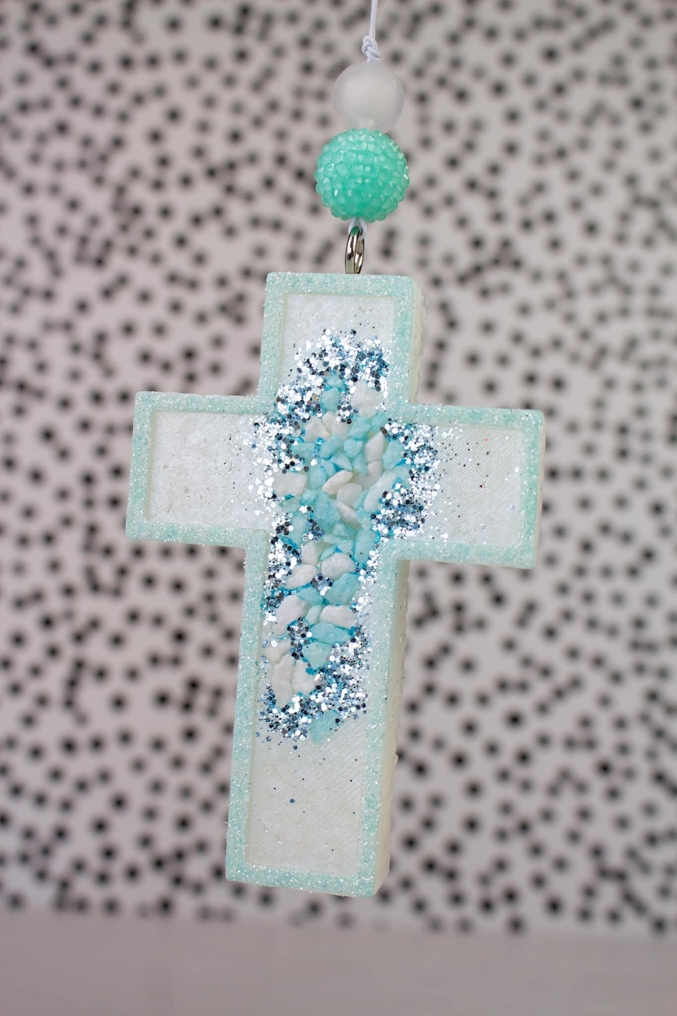 Cross ( Blue & White) Geode Cross Car Freshie