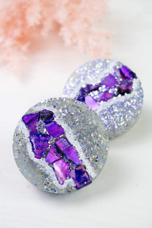 Purple & Silver Geode Vent Clips  Car Freshie