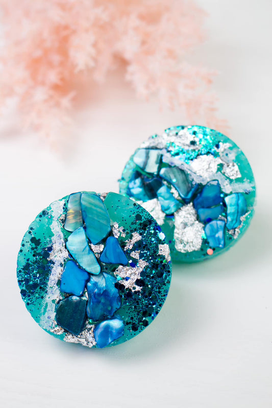 Teal & Silver Geode Vent Clips  Car Freshie