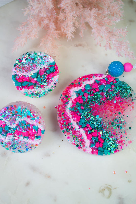 Pink & Teal Geode Vent Clips  Car Freshie