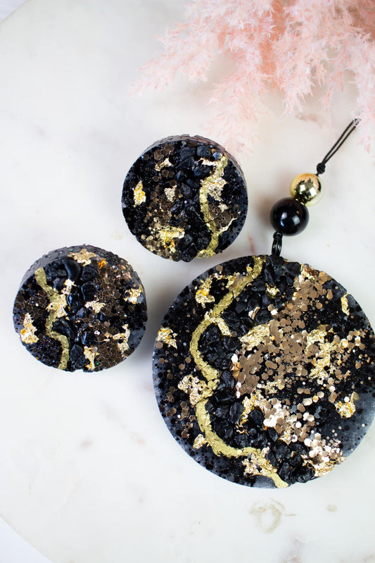 Black & Gold Geode Vent Clips  Car Freshie