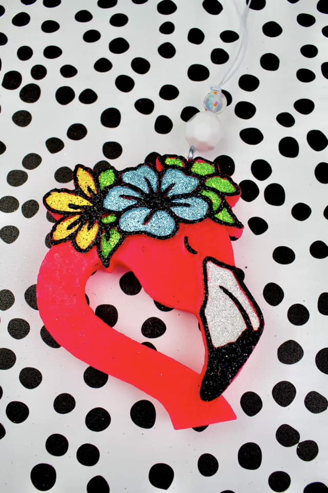 Non Glitter Body Floral Flamingo  Car Freshie