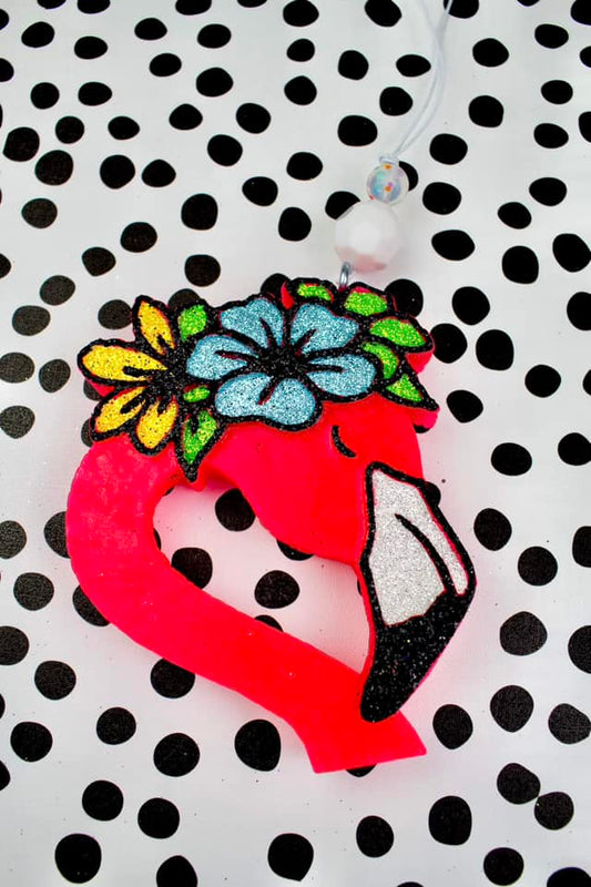 Non Glitter Body Floral Flamingo  Car Freshie