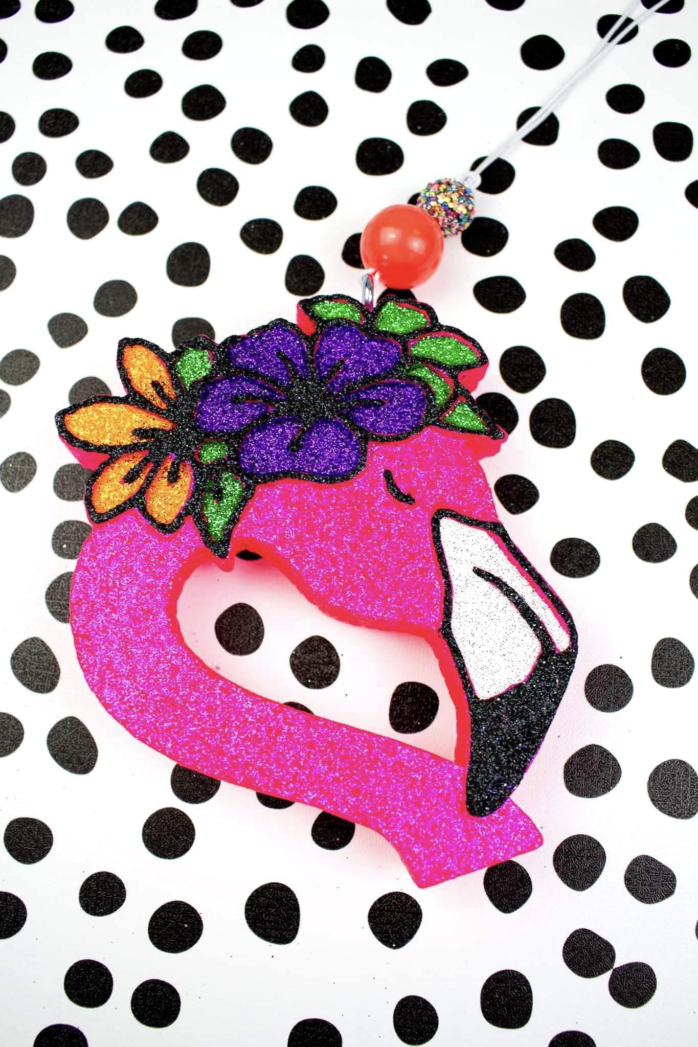 Floral Flamingo  Car Freshie