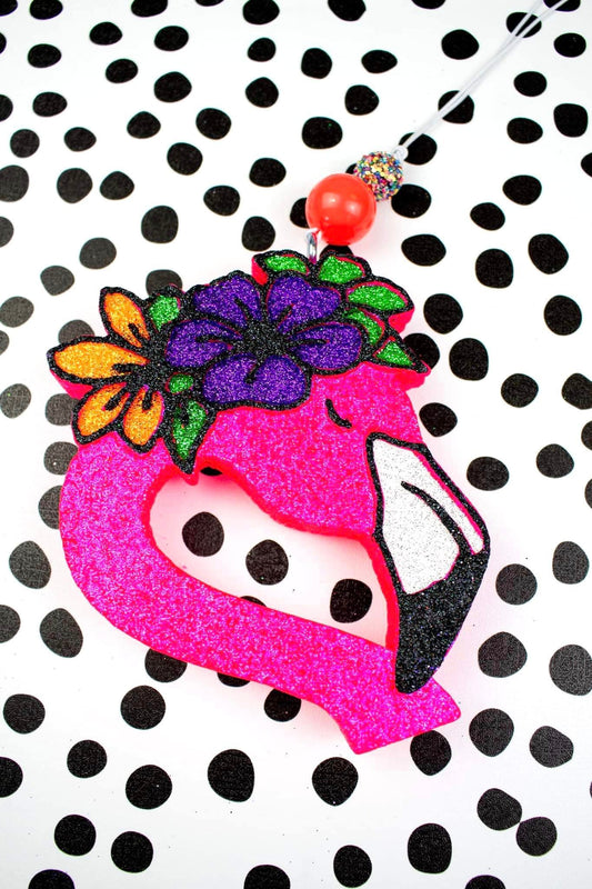 Floral Flamingo  Car Freshie