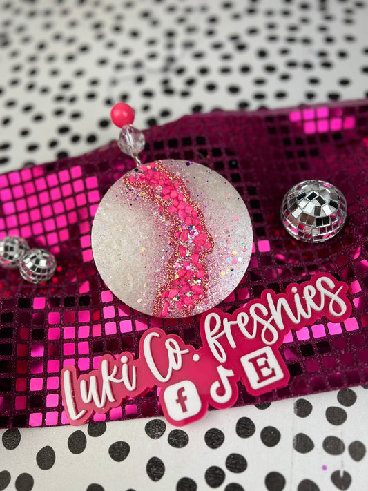 Pink & White Geode Car Freshies