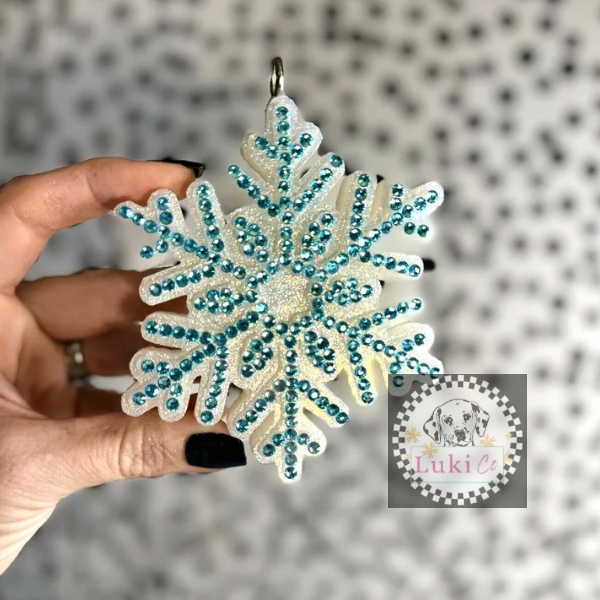 Aquamarine Blue Rhinestone Snowflake Car Freshie