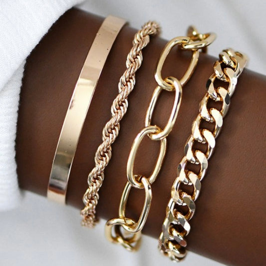 Bailey Gold Stacking Chain Bracelet Set