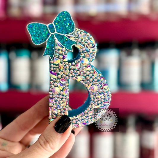 Rhinestoned Bow Various Stones Letter- Customize  Car Freshie