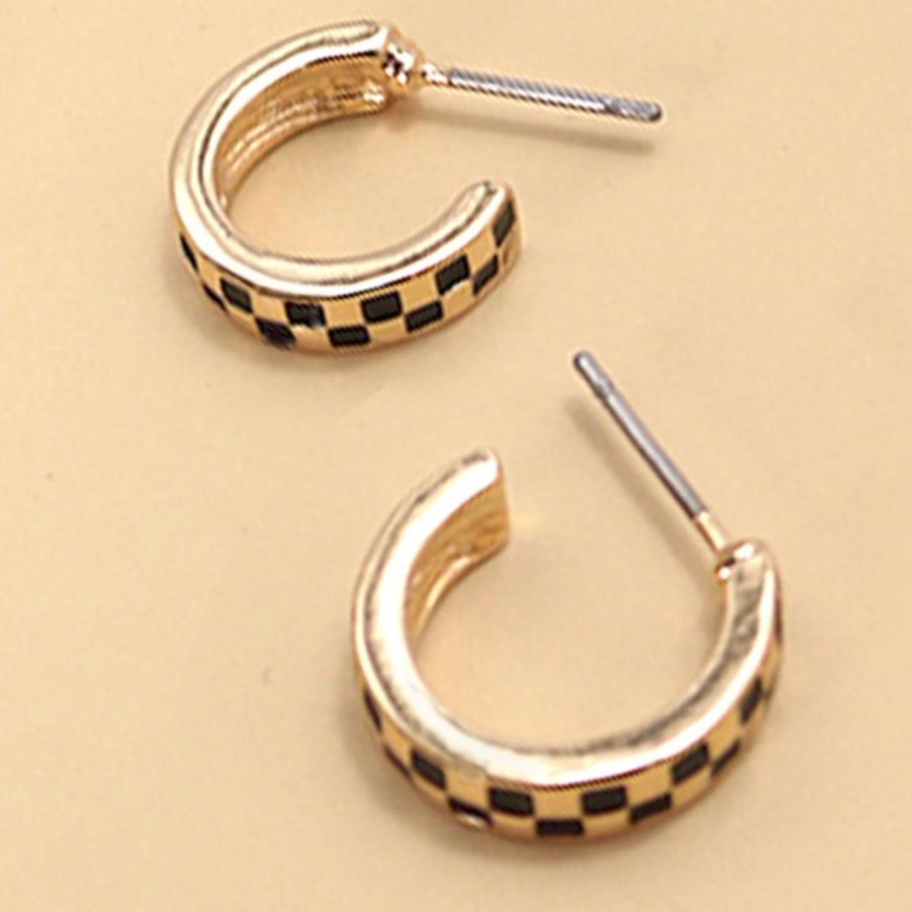 Mini Checker Hoop Earrings