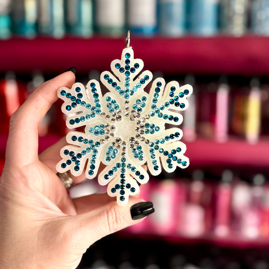 Multi Blue Rhinestone Snowflake Car Freshie